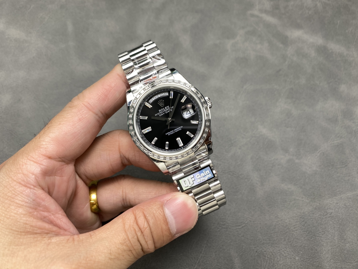 Rolex Day-Date 228396TBR 0024 Black Dial Diamond Bezel 40mm Mens Replica Watch