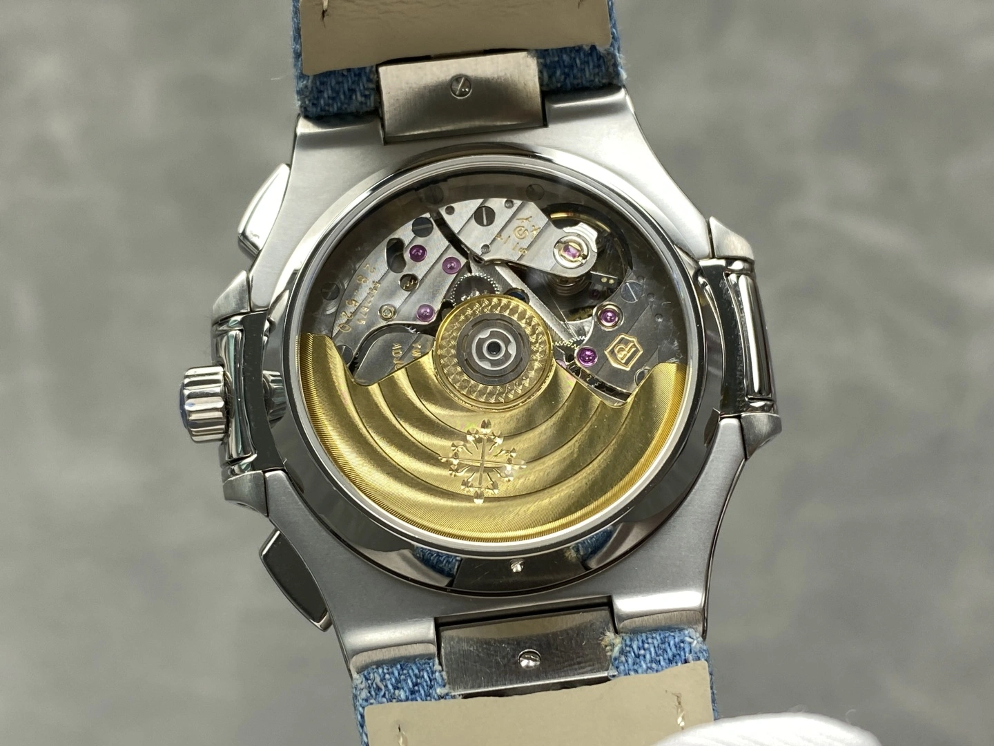 Patek Philippe Nautilus Replica 5980/60G-001 Flyback Chronograph Blue Gray Dial Men's Watch