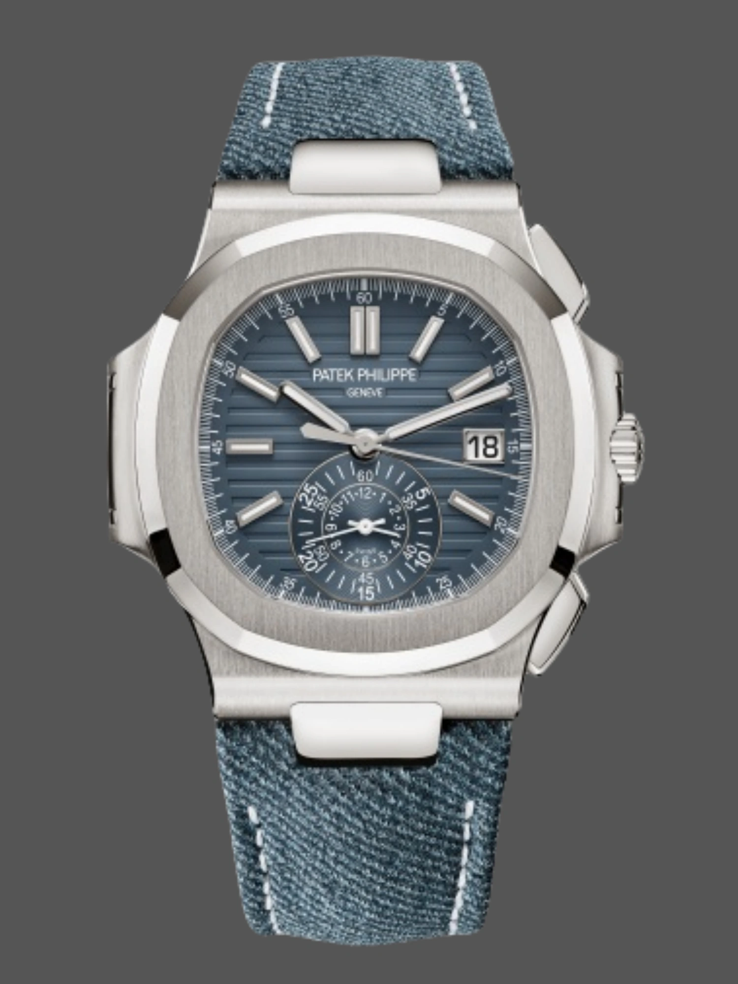 Patek Philippe Nautilus Replica 5980/60G-001 Flyback Chronograph Blue Gray Dial Men's Watch
