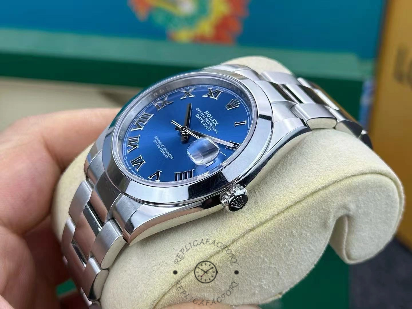 Rolex Datejust 41 Stainless Steel Azzuro Blue Roman Dial M126300 0017 Men's Watch