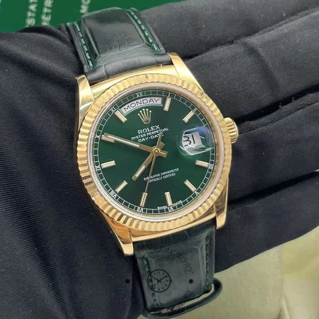 Rolex Day Date 36 Green Dial Solid 18k Yellow Gold 118138 0003