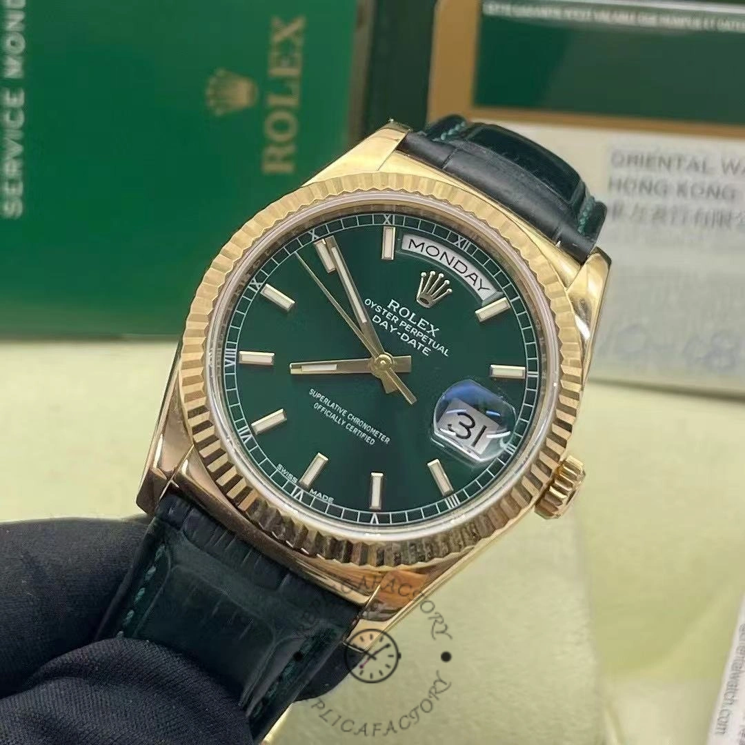 Rolex Day Date 36 Green Dial Solid 18k Yellow Gold 118138 0003