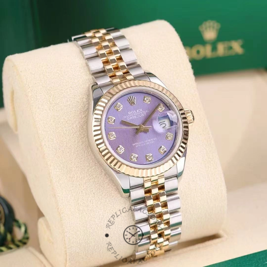Rolex Datejust 279173 Lavender Purple Diamond Dial Fluted Bezel 28mm Lady Replica Watch