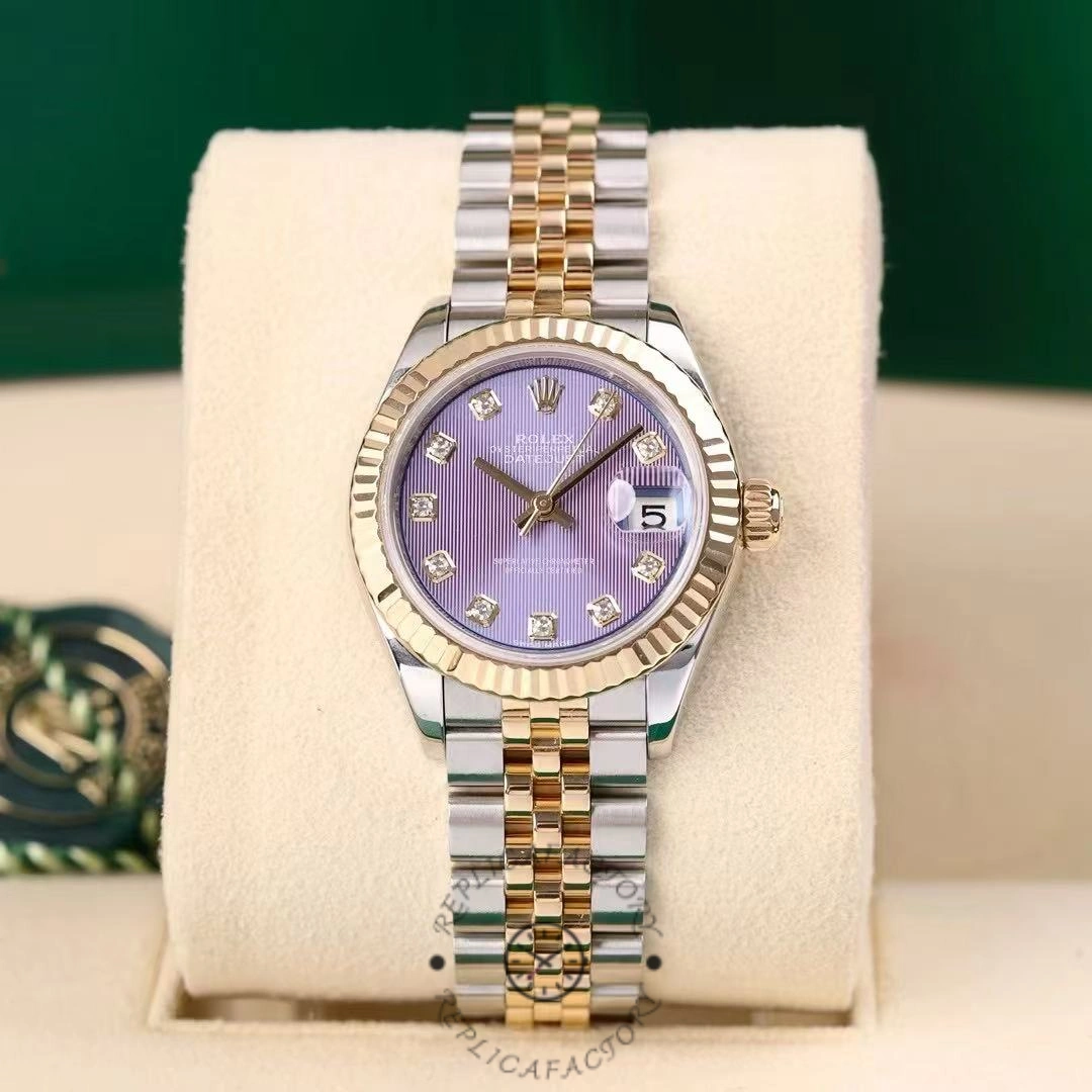 Rolex Datejust 279173 Lavender Purple Diamond Dial Fluted Bezel 28mm Lady Replica Watch