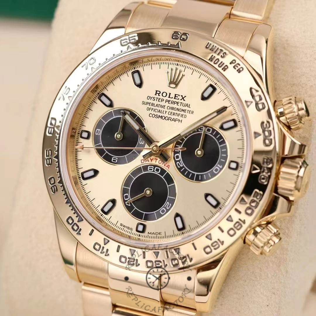 Rolex Daytona 116508 Yellow Gold Champagne Index Dial 40MM Mens Replica Watch