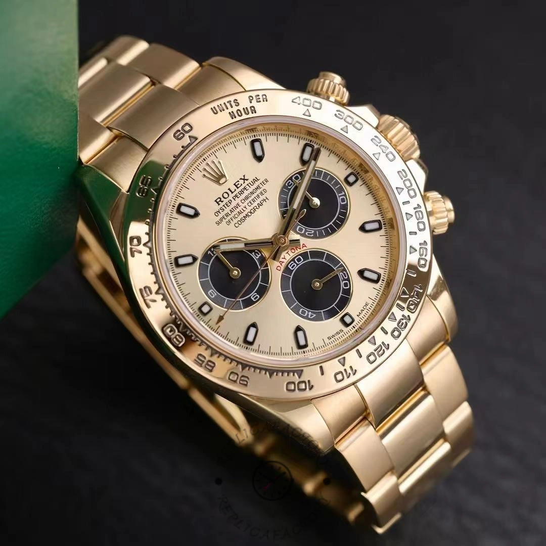 Rolex Daytona 116508 Yellow Gold Champagne Index Dial 40MM Mens Replica Watch