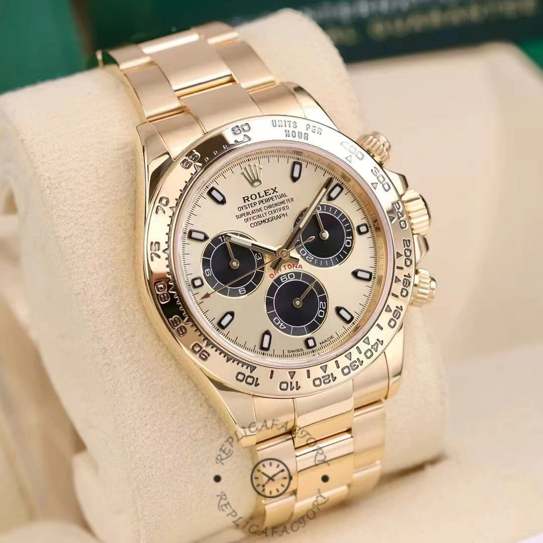 Rolex Daytona 116508 Yellow Gold Champagne Index Dial 40MM Mens Replica Watch