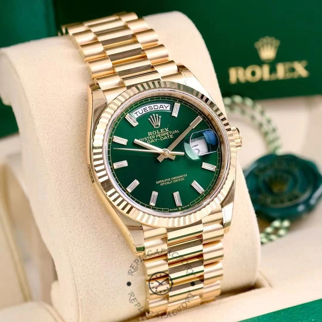 Rolex Day Date 36 Yellow Gold Automatic Green Diamond Dial M128238 0130