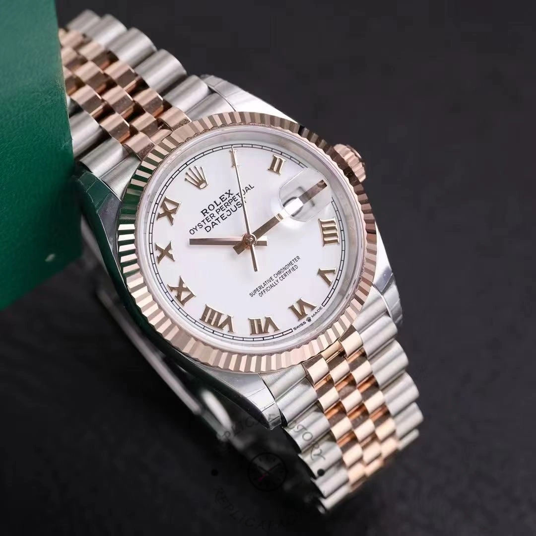 Rolex Datejust m126231 0015 36mm White Roman Steel & Rose Gold Women's Watch