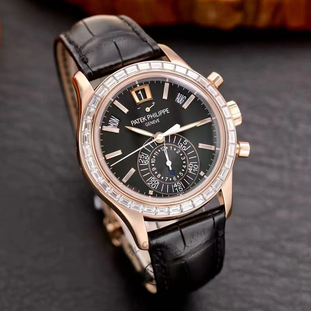 Patek Philippe Complications Annual Calendar Flyback Chrono 18k Rose Baguette Diamond 5961R-010 40.5 mm