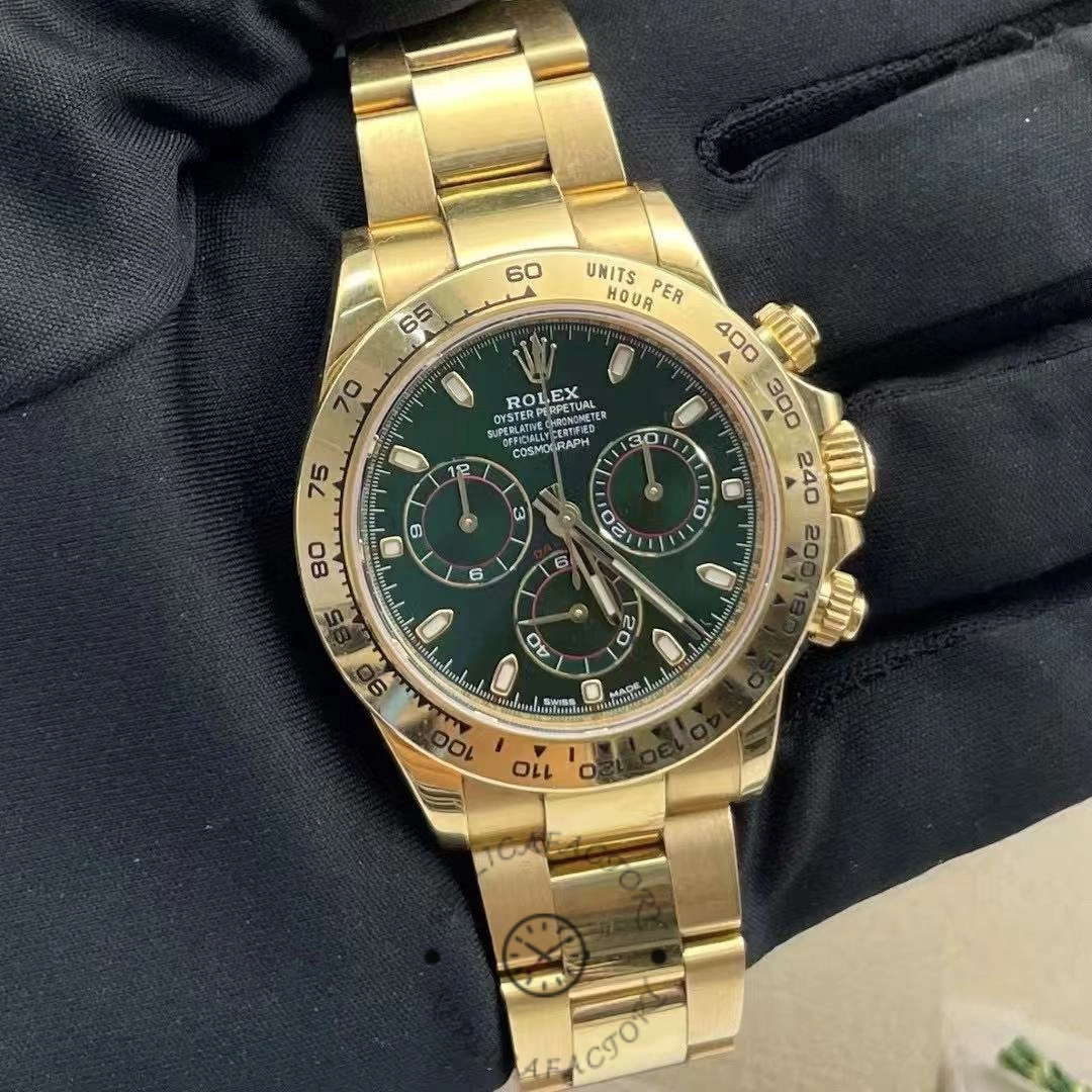 Rolex Daytona 116508 Yellow Gold Green Index Dial 40MM Mens Replica Watch