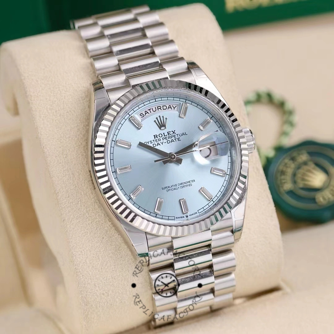 Rolex Day Date 36 Fluted Bezel Platinum Bracelet 128236 0009