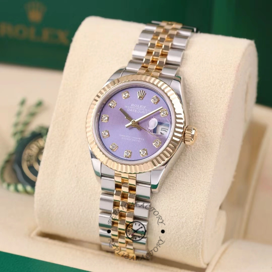 Rolex Datejust 279173 Lavender Purple Diamond Dial Fluted Bezel 28mm Lady Replica Watch