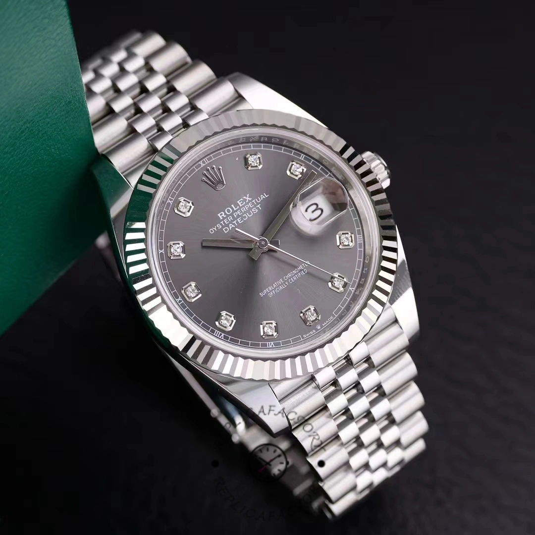 Rolex Datejust 41 Rhodium Diamond Dial Fluted Bezel m126334 0006 Men's Watch