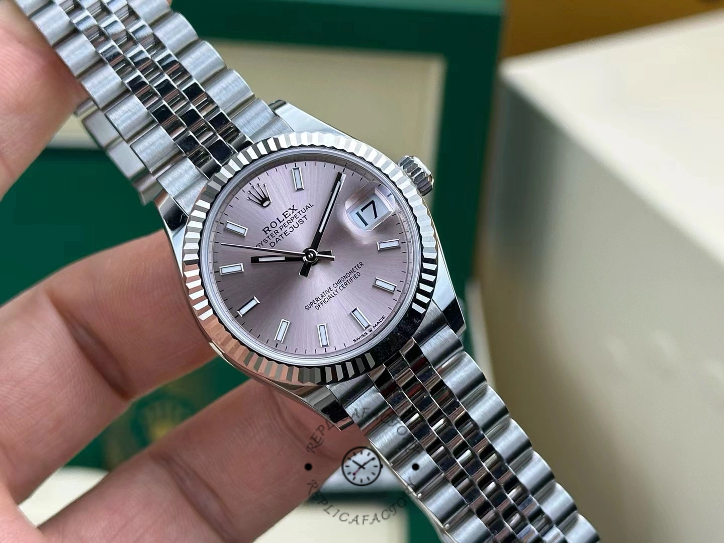 Rolex Datejust 31 Stainless Steel and White Gold Pink Dial M278274 0014 Women's Watch