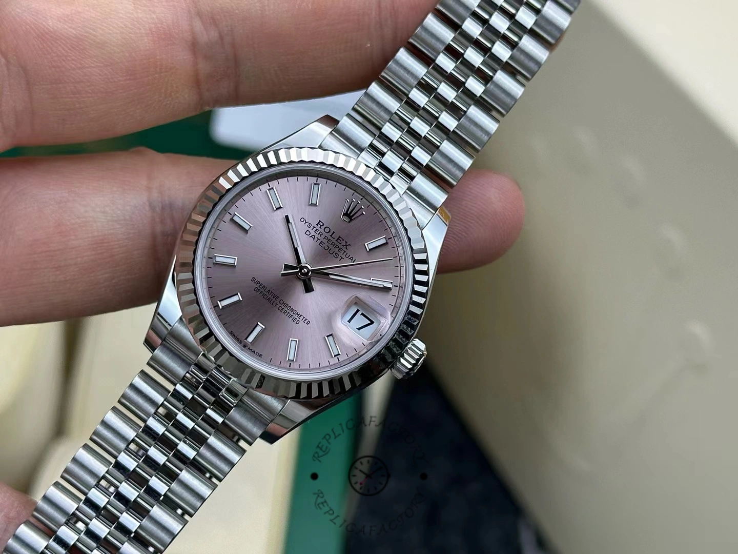 Rolex Datejust 31 Stainless Steel and White Gold Pink Dial M278274 0014 Women's Watch