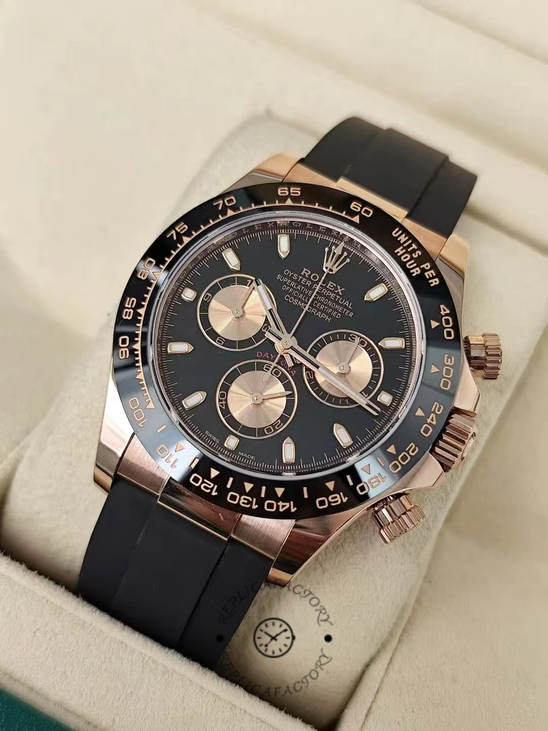 Rolex Cosmograph Daytona 116515LN Rose Gold Black Dial 40mm Mens Replica Watch