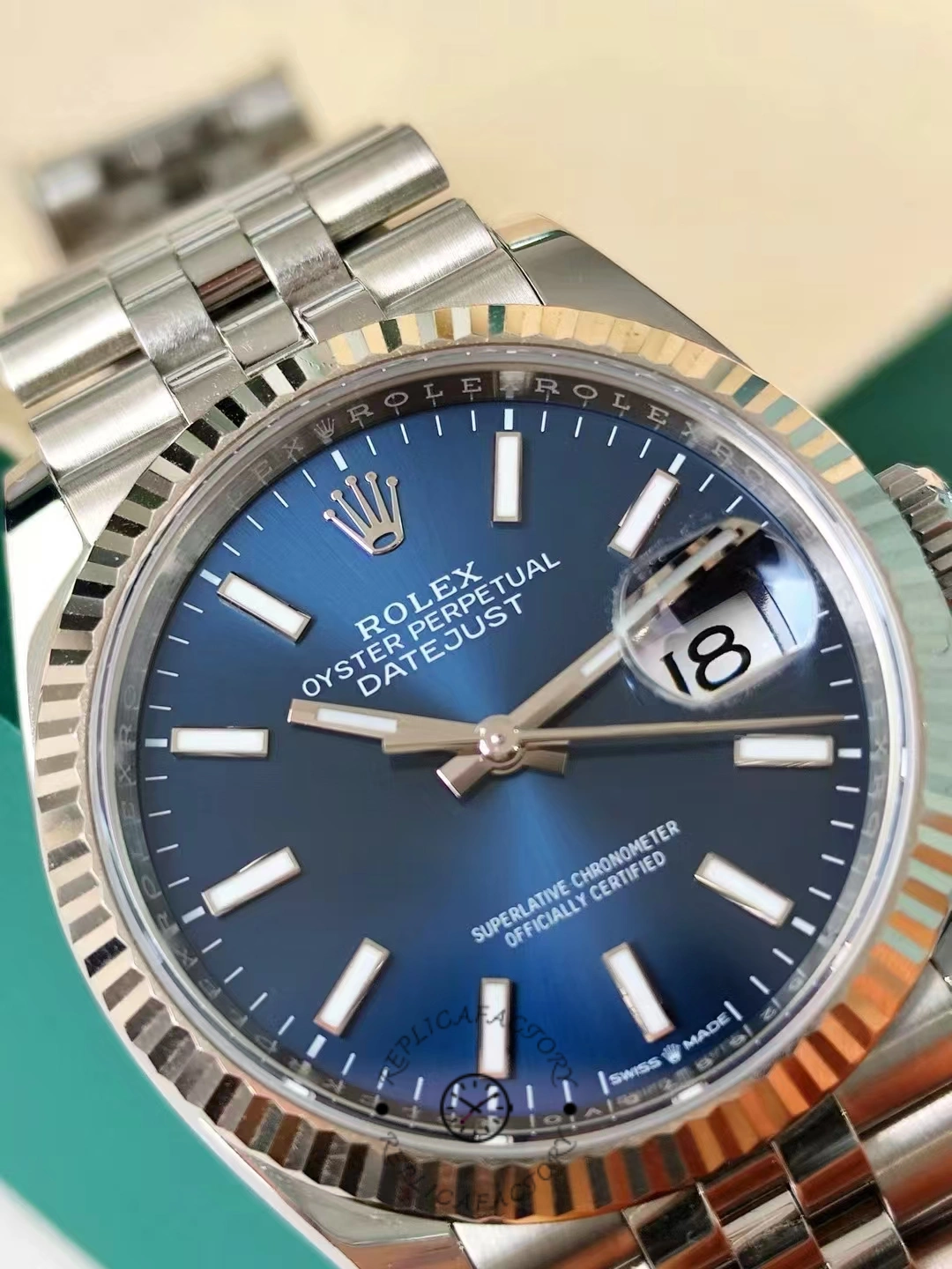 Rolex Datejust 126234 Blue Index Dial Fluted Bezel 36MM Unisex Replica Watch
