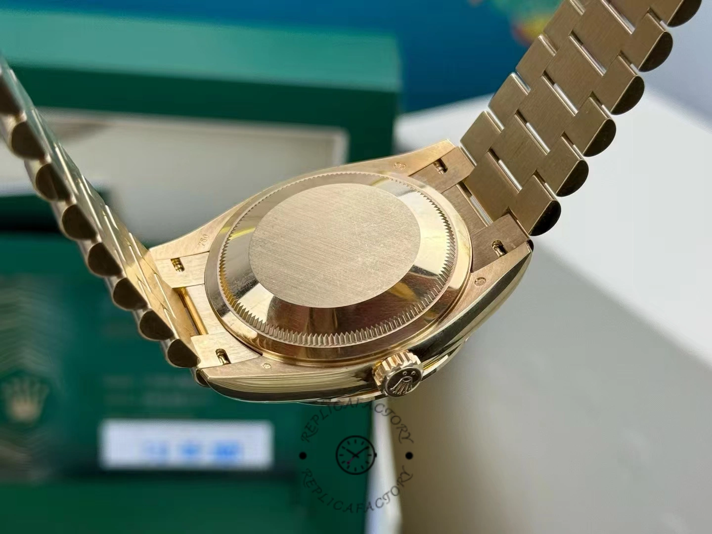 Rolex Day-Date 128348RBR Champagne Diamond Dial Yellow Gold 36MM Unisex Replica Watch