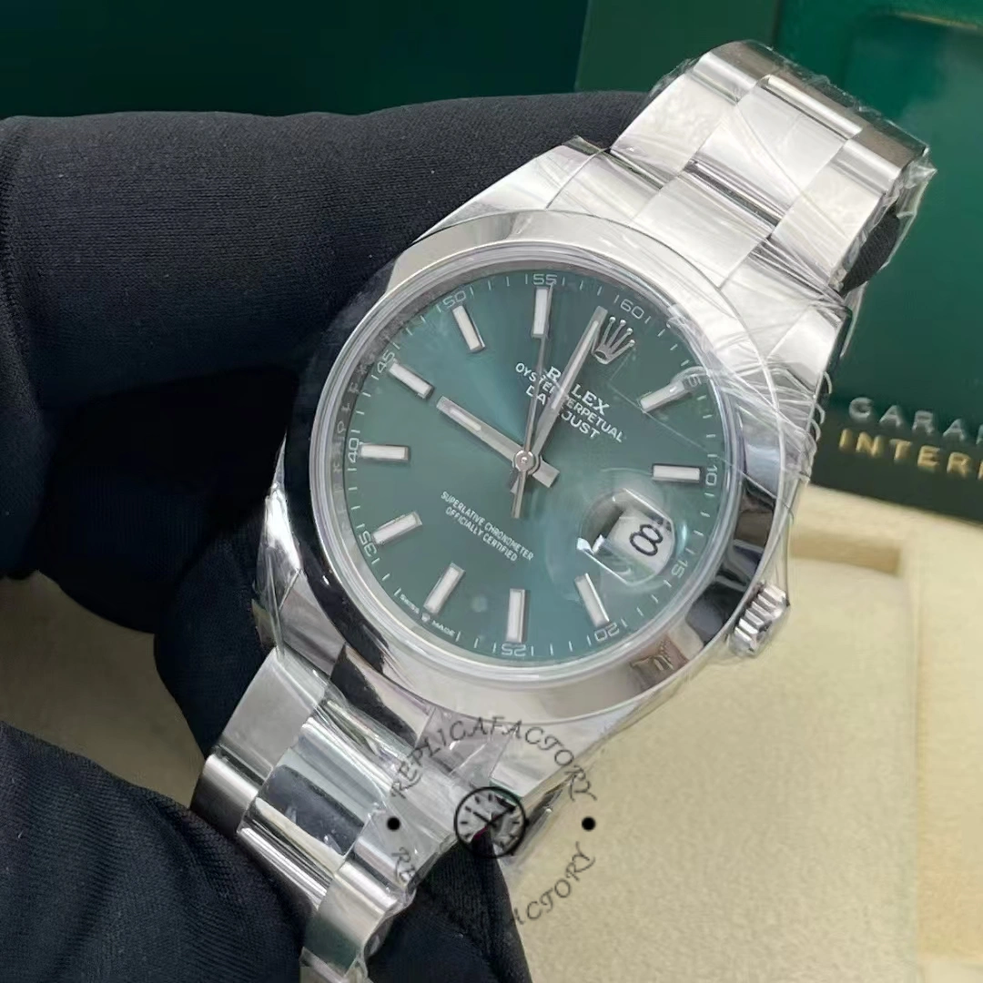 Rolex Datejust 41 Green Stick Dial Oyster m126300 0019 Men's Watch