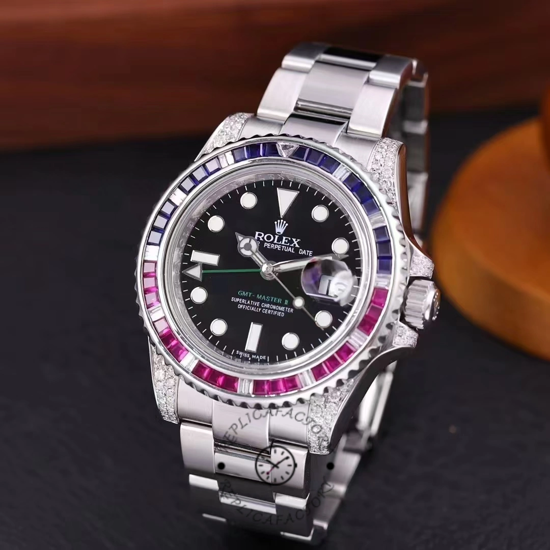 Rolex GMT Master II 126710BLRO Black Dial Diamond Case 40MM Men's Watch