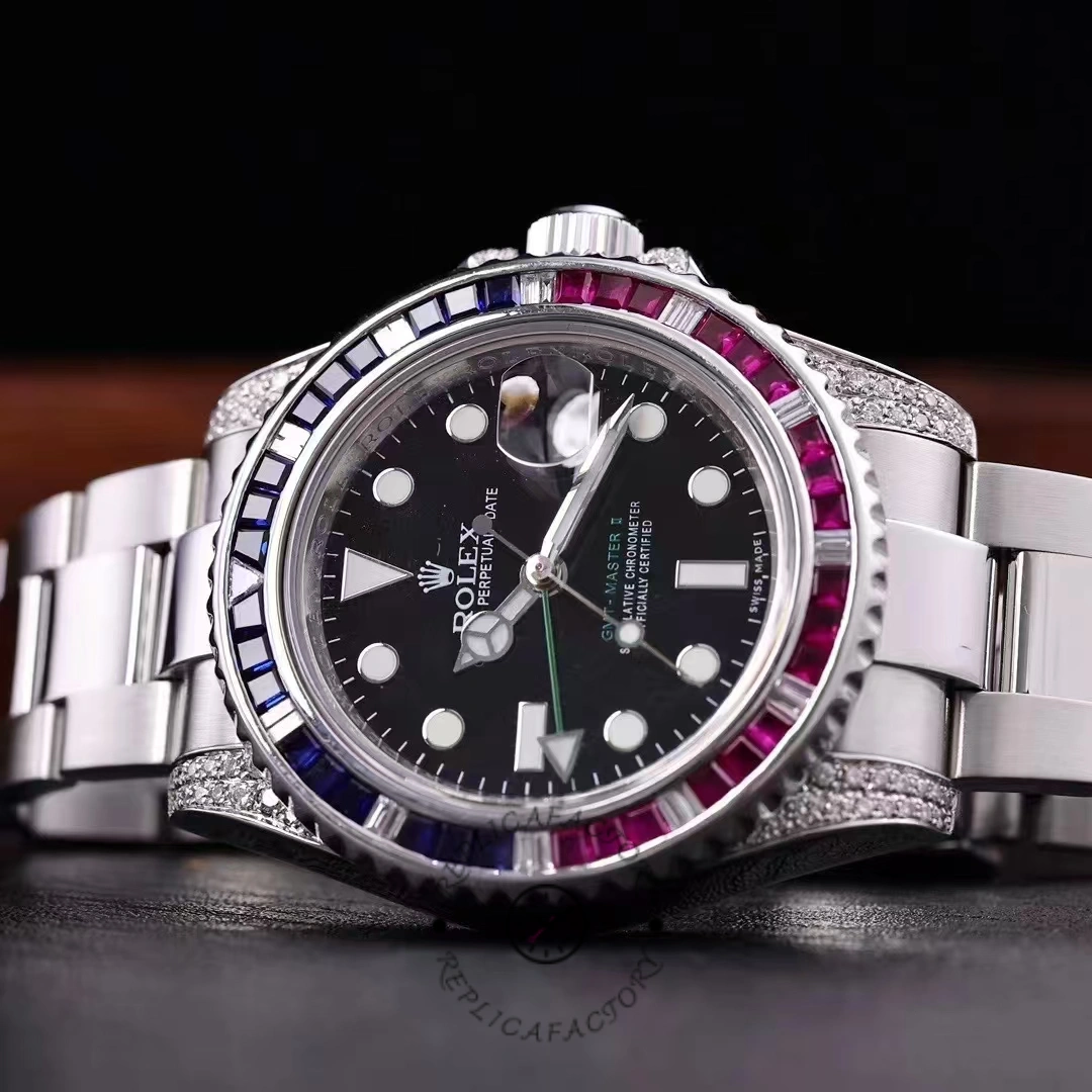 Rolex GMT Master II 126710BLRO Black Dial Diamond Case 40MM Men's Watch