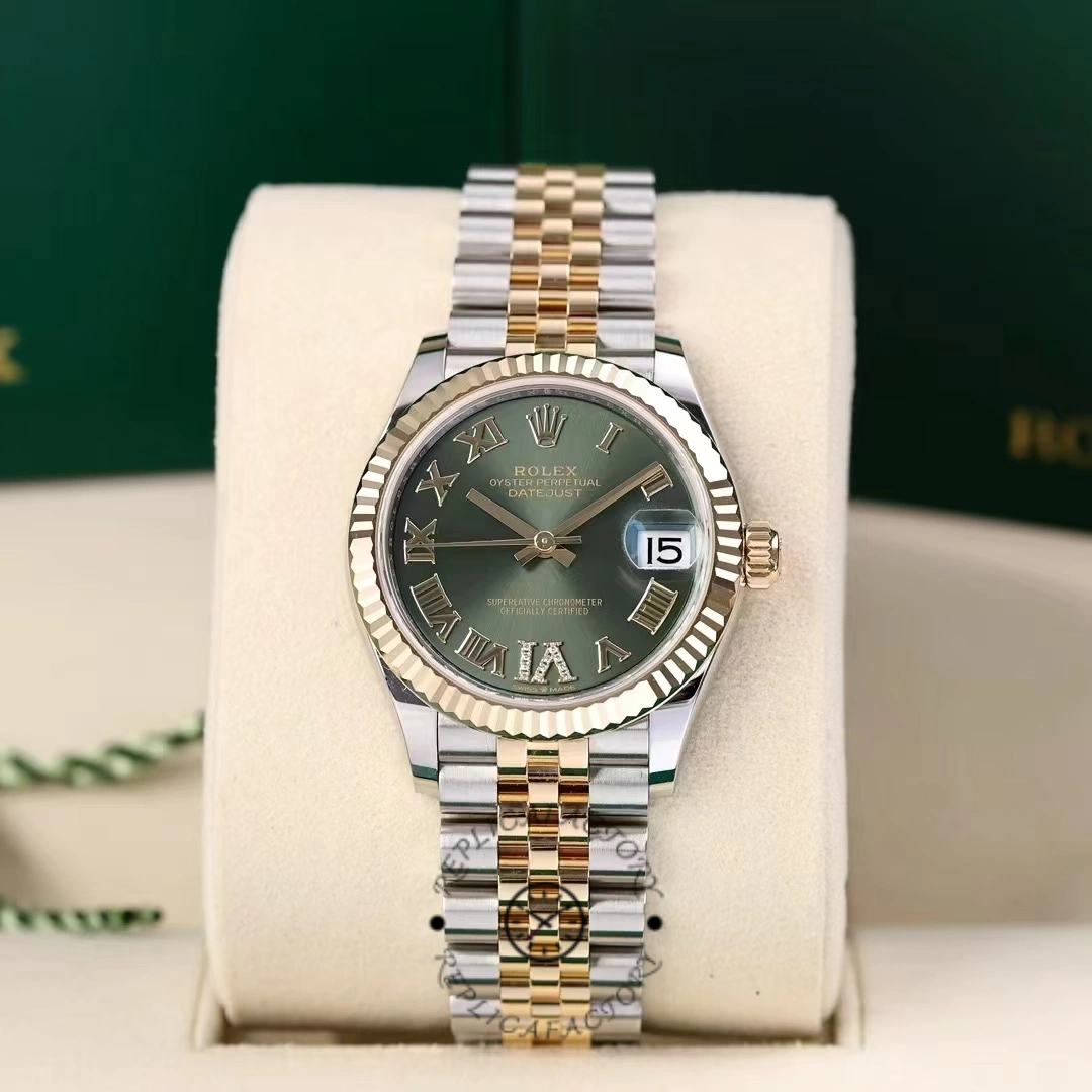 Rolex Datejust 31mm Stainless Steel and Yellow Gold 278273 0016 Green VI Roman Jubilee