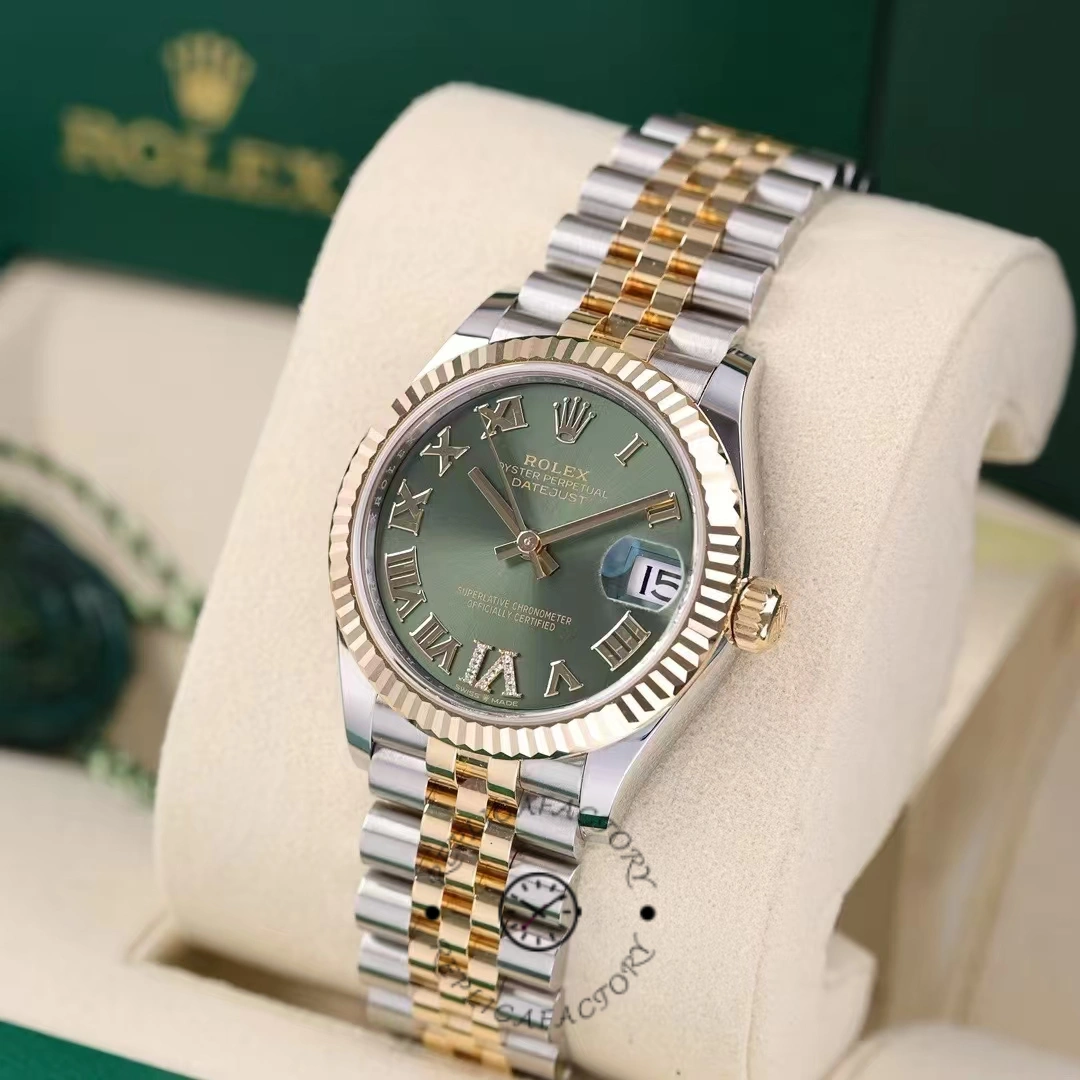 Rolex Datejust 31mm Stainless Steel and Yellow Gold 278273 0016 Green VI Roman Jubilee
