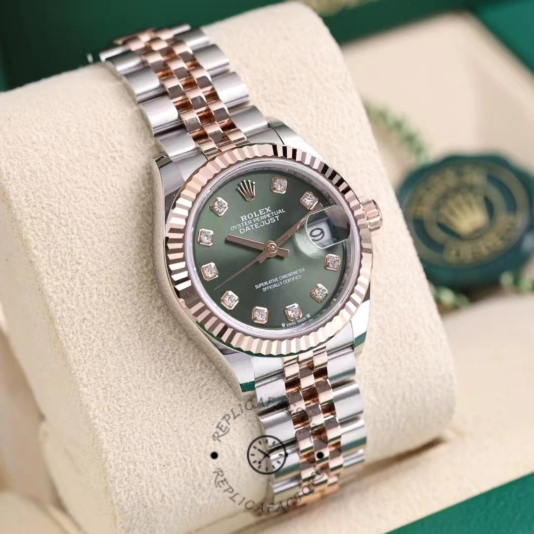Rolex Datejust 279171 0007 28 Olive Green Diamond-Set Jubilee Ladies Watch