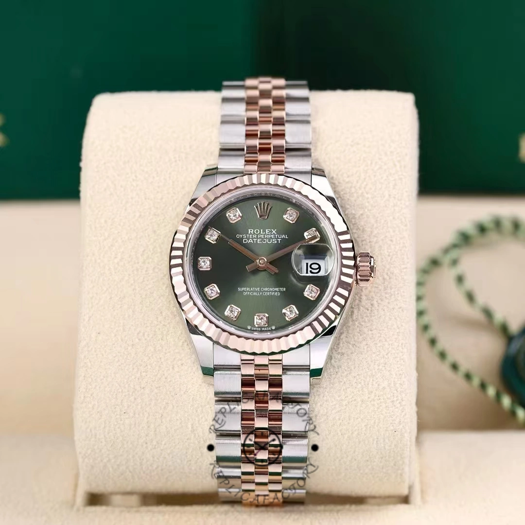 Rolex Datejust 279171 0007 28 Olive Green Diamond-Set Jubilee Ladies Watch
