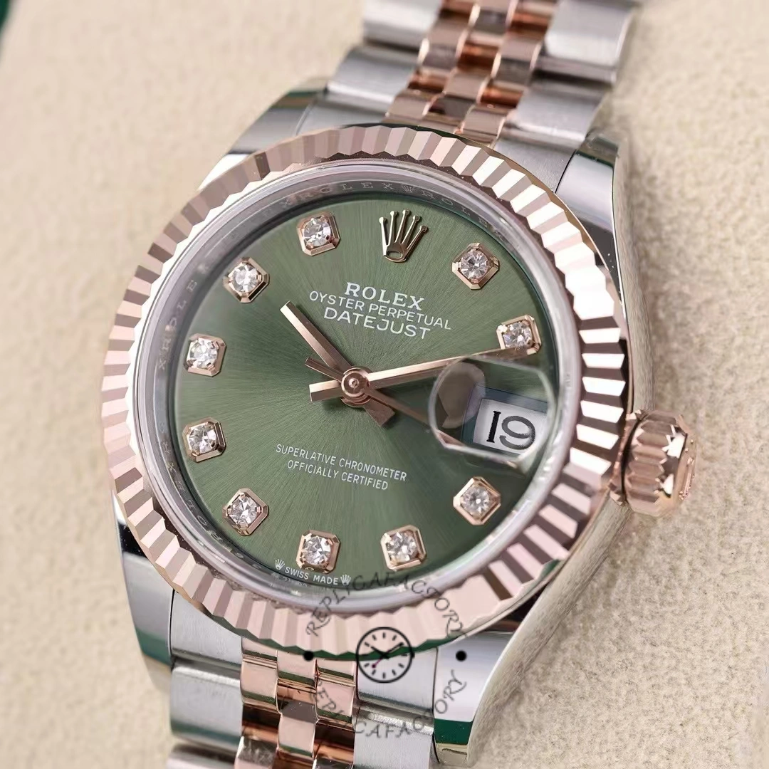 Rolex Datejust 279171 0007 28 Olive Green Diamond-Set Jubilee Ladies Watch