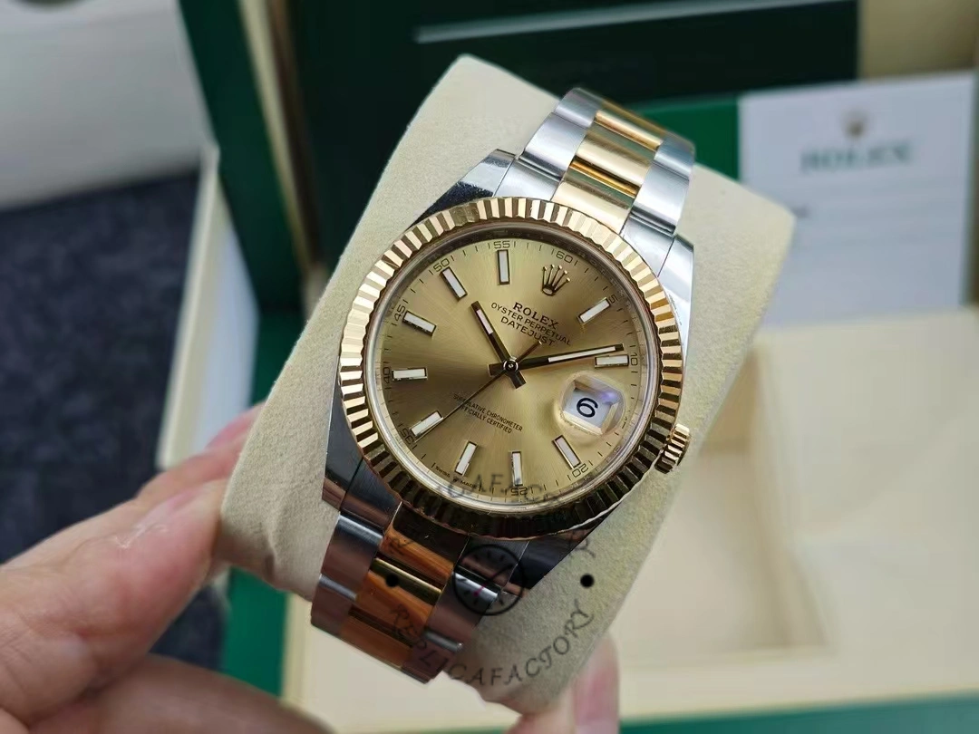 Rolex Datejust 126333 0009 Champagne Index Oyster 41mm Two Tone Steel