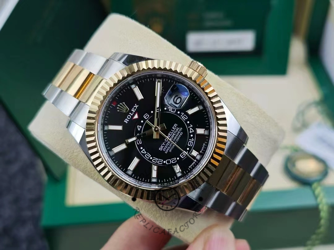 Rolex Sky Dweller 42 Yellow Rolesor Black Dial Oyster M336933 0003 Men's Watch