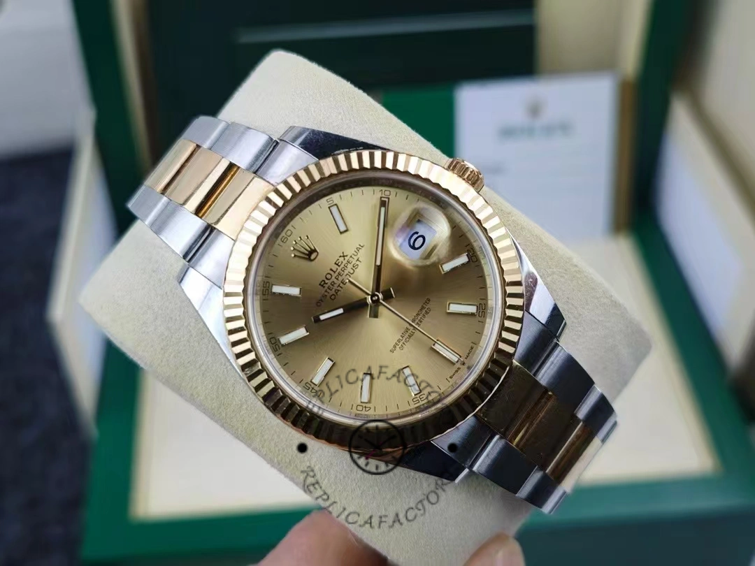 Rolex Datejust 126333 0009 Champagne Index Oyster 41mm Two Tone Steel
