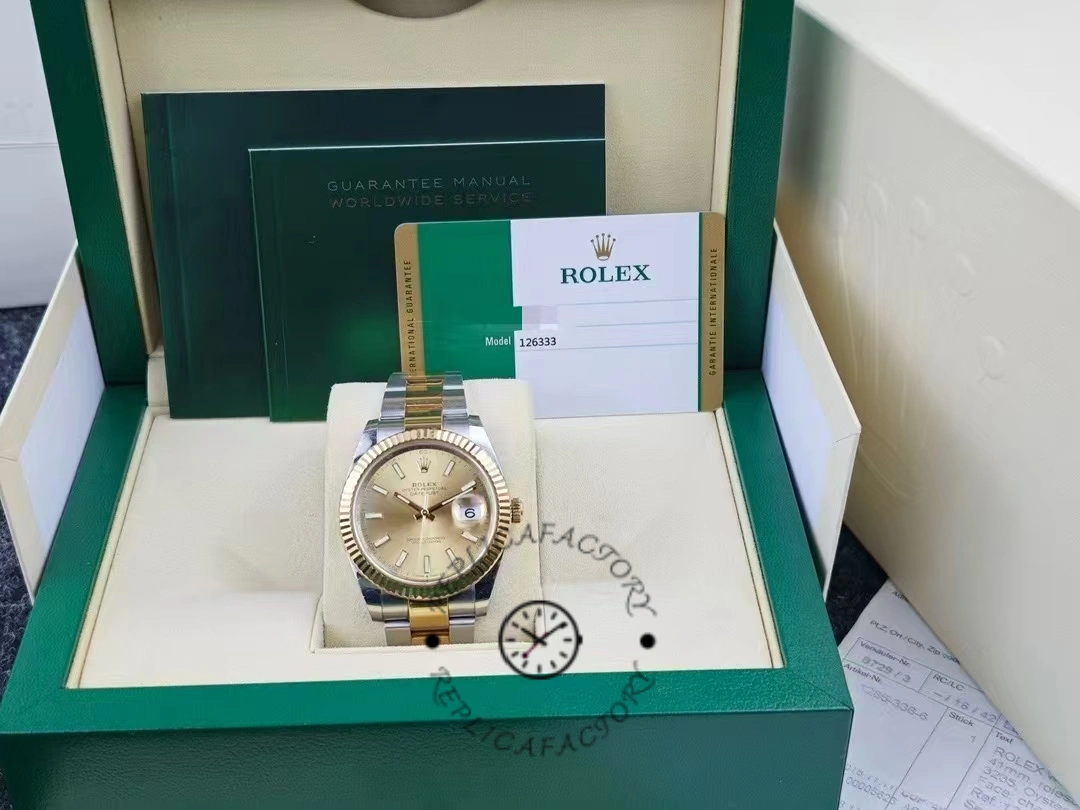 Rolex Datejust 126333 0009 Champagne Index Oyster 41mm Two Tone Steel