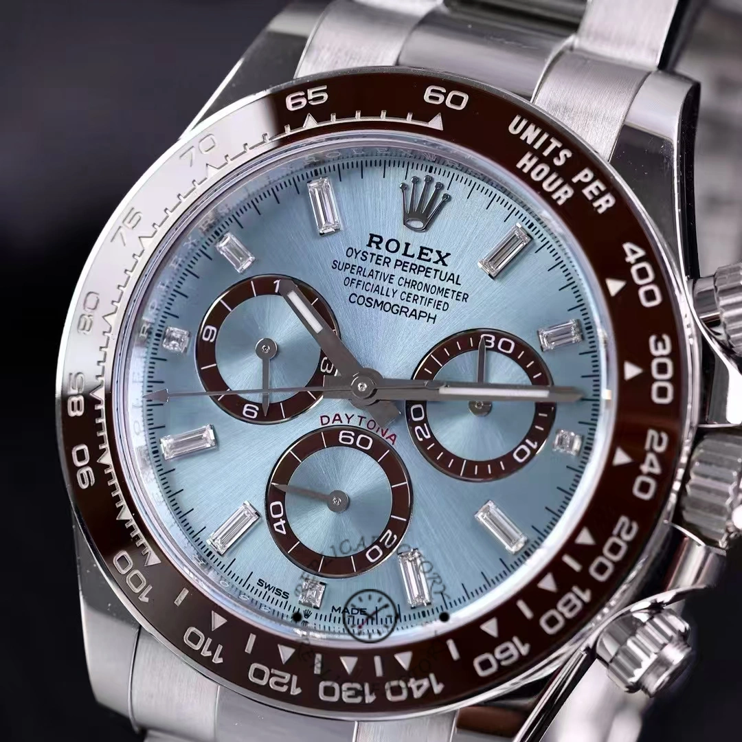 Rolex Platinum Cosmograph Daytona Ice Blue Ice Blue Diamond Baguette Mark 126506 0002