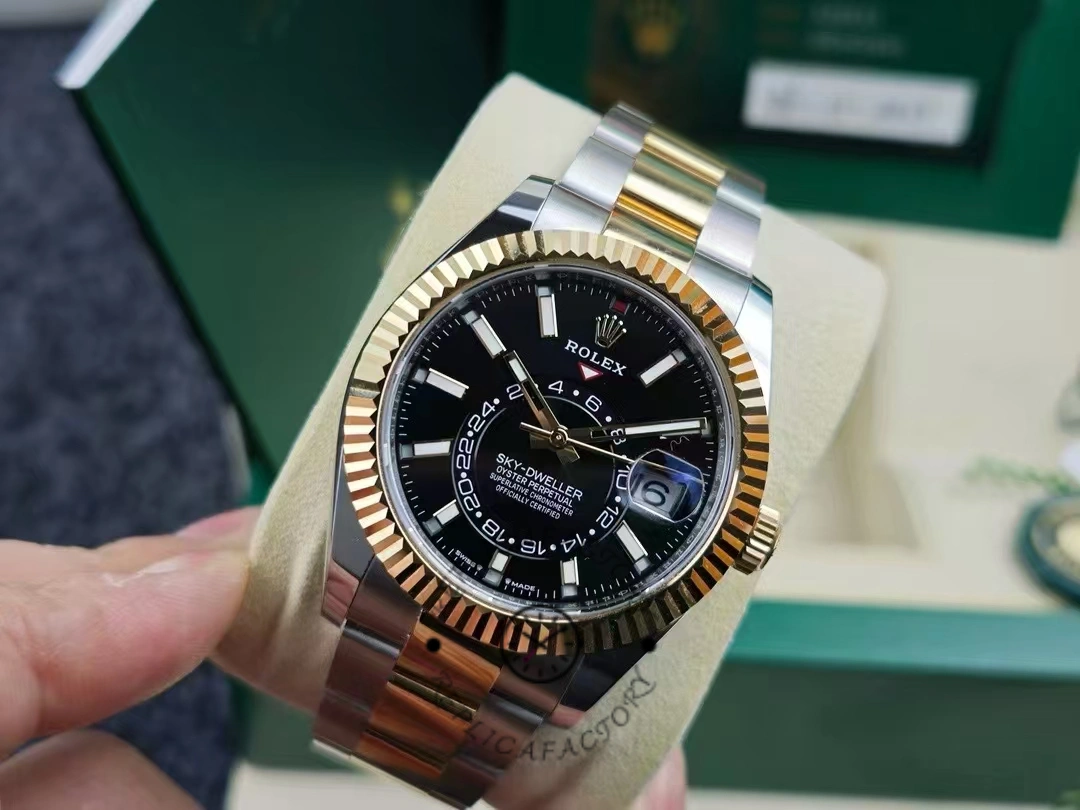 Rolex Sky Dweller 42 Yellow Rolesor Black Dial Oyster M336933 0003 Men's Watch