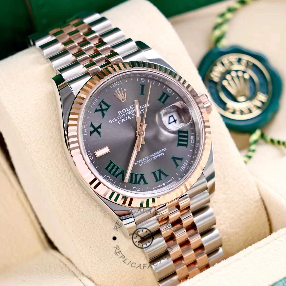 Replica Rolex Datejust 126231 0029 Slate Grey Wimbledon Roman Dial & Fluted Bezel 36mm