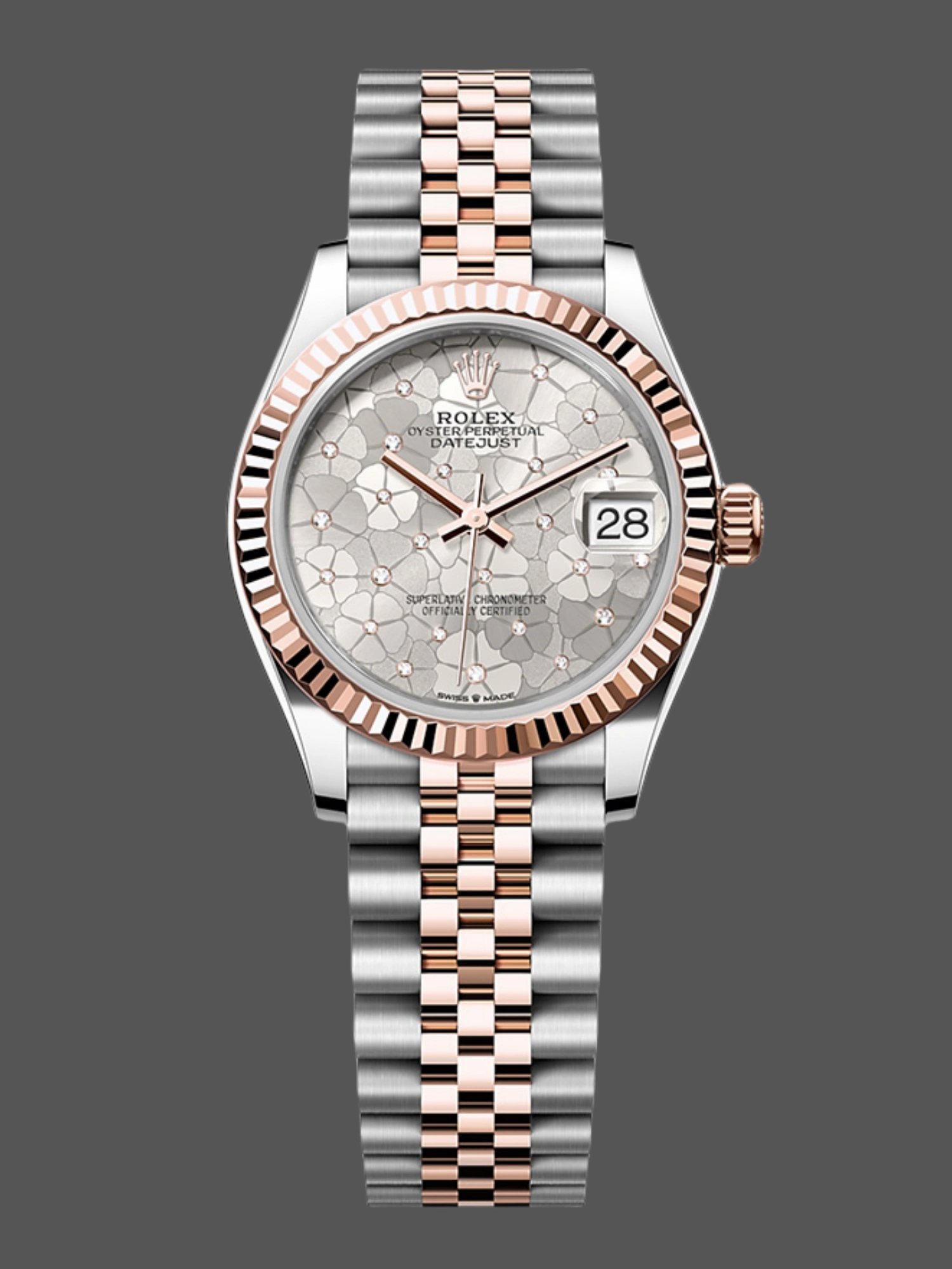 Rolex Datejust 31mm Rose Gold 278271 Silver Floral Jubilee Women's Watch