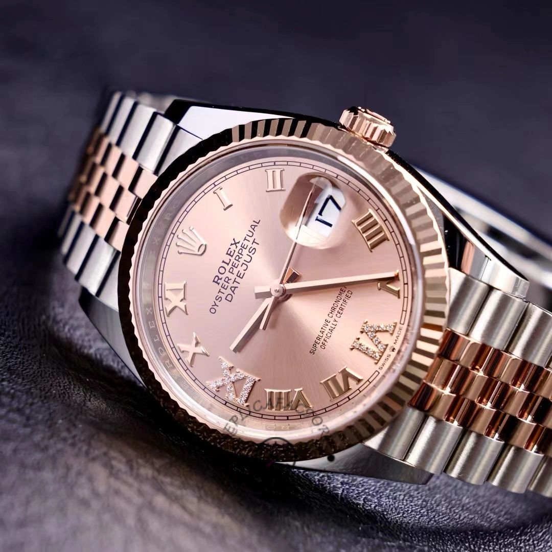 Rolex Datejust 36 Steel & Everose Gold Rose Diamond Pave Roman Dial m126231 0027