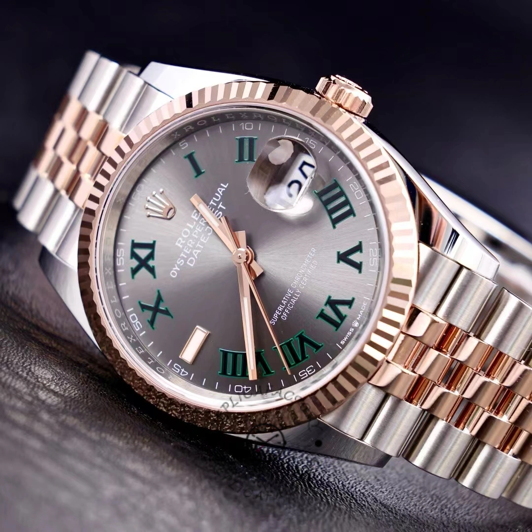 Replica Rolex Datejust 126231 0029 Slate Grey Wimbledon Roman Dial & Fluted Bezel 36mm