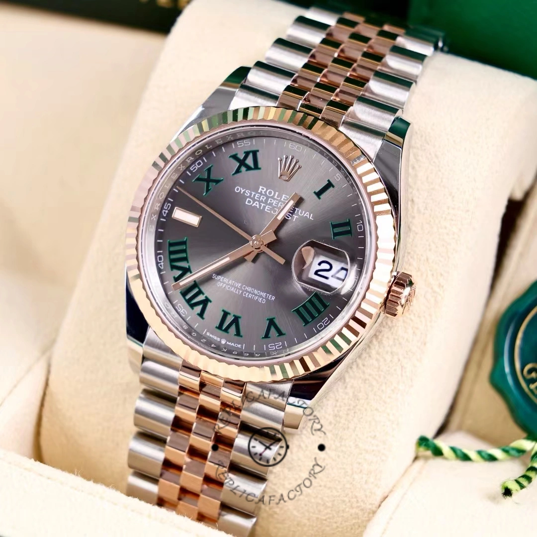 Replica Rolex Datejust 126231 0029 Slate Grey Wimbledon Roman Dial & Fluted Bezel 36mm