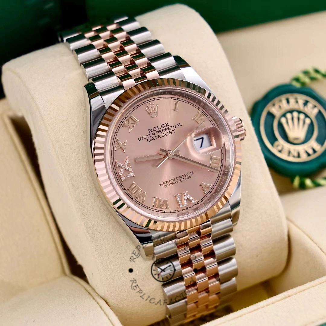Rolex Datejust 36 Steel & Everose Gold Rose Diamond Pave Roman Dial m126231 0027