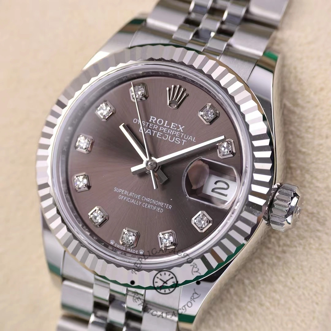 Rolex Datejust 279174 Stainless Steel Dark Grey Diamond Dial 28mm Lady Replica Watch