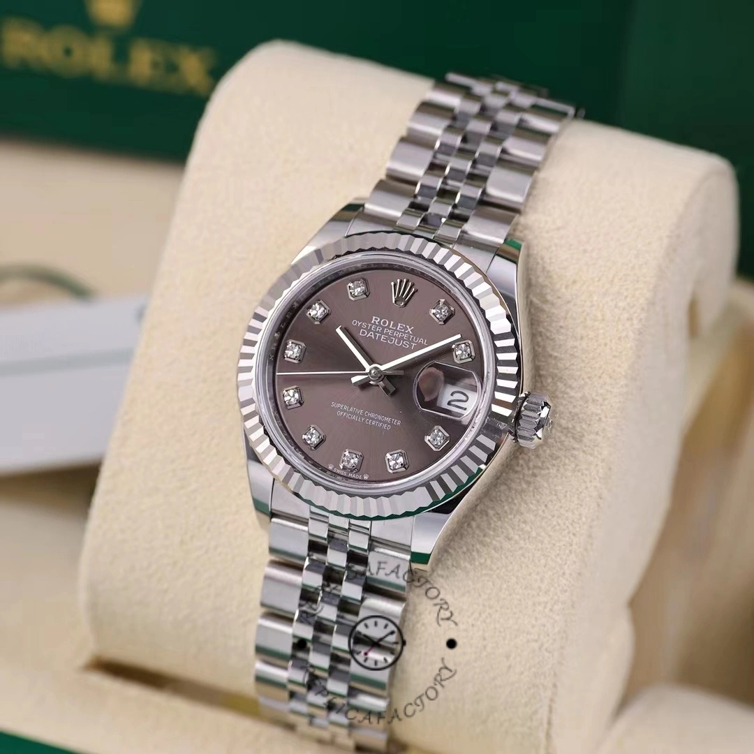 Rolex Datejust 279174 Stainless Steel Dark Grey Diamond Dial 28mm Lady Replica Watch
