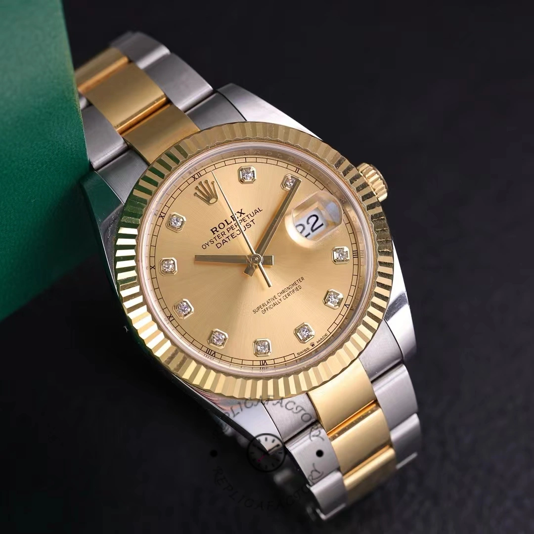 Rolex Datejust 126333 0011 Champagne Diamond Oyster 41mm Two Tone Steel