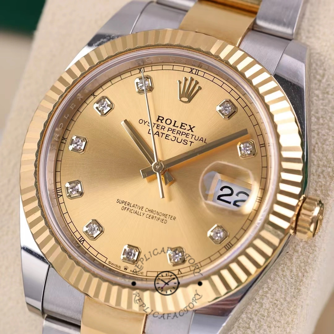 Rolex Datejust 126333 0011 Champagne Diamond Oyster 41mm Two Tone Steel