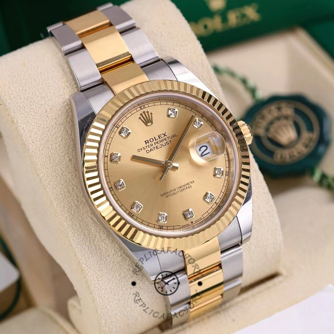 Rolex Datejust 126333 0011 Champagne Diamond Oyster 41mm Two Tone Steel