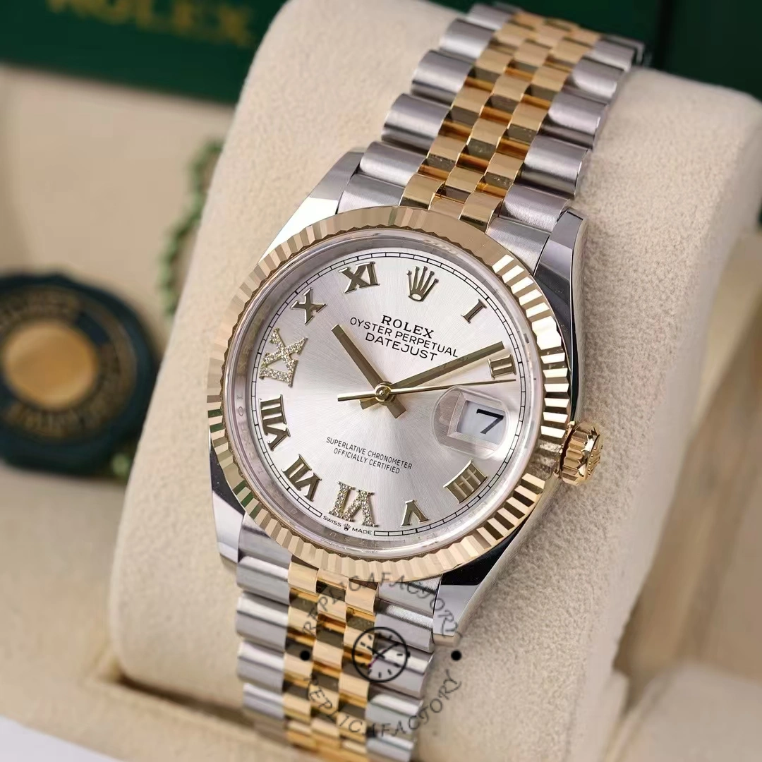 Rolex Datejust 36MM 126233 0031 Silver Roman Numeral Dial Fluted Bezel Unisex Replica Watch