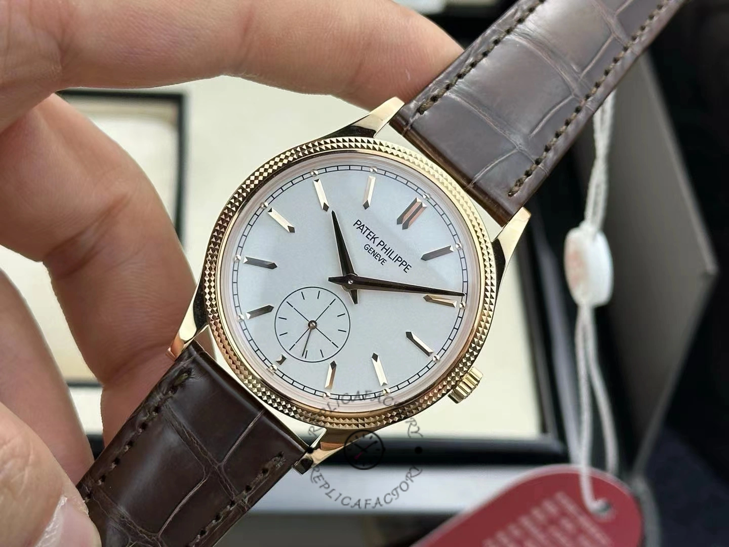 Patek Philippe Calatrava Small Seconds White Dial Leather Strap 6119R 001 Watch